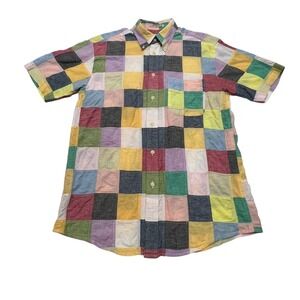 Orvis Madral Patchwork Mens Medium Button Down Shirt India Retro Preppy Cotton